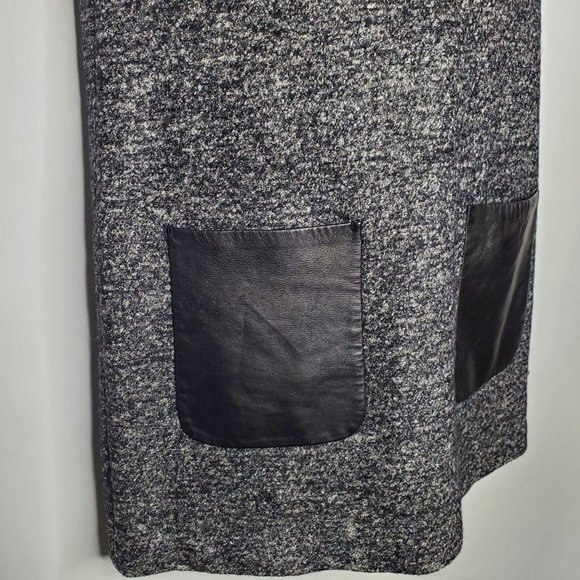 Madewell Womens Wool Blend Mini Dress Size S Black Leather Pockets Short Sleeve - Picture 2 of 8